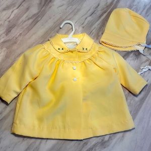 Vintage Beautiful Yellow Outerworks Coat and Hat- Satin lined. Soooo adorable
